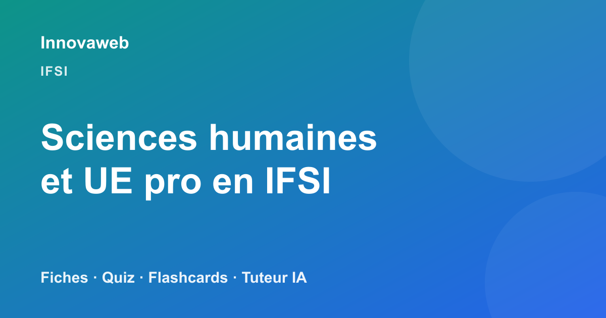 Réviser les sciences humaines et l'UE pro en IFSI : méthode, fiches et auteurs